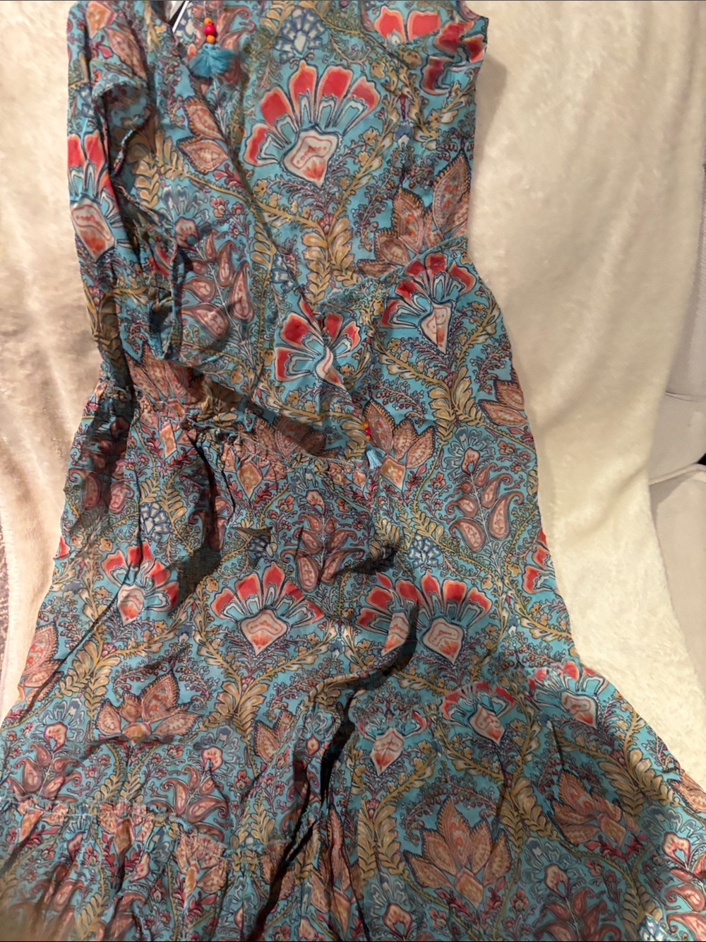 Boho Tiered Maxi Tunic - Teal Floral - Picture 8 of 9